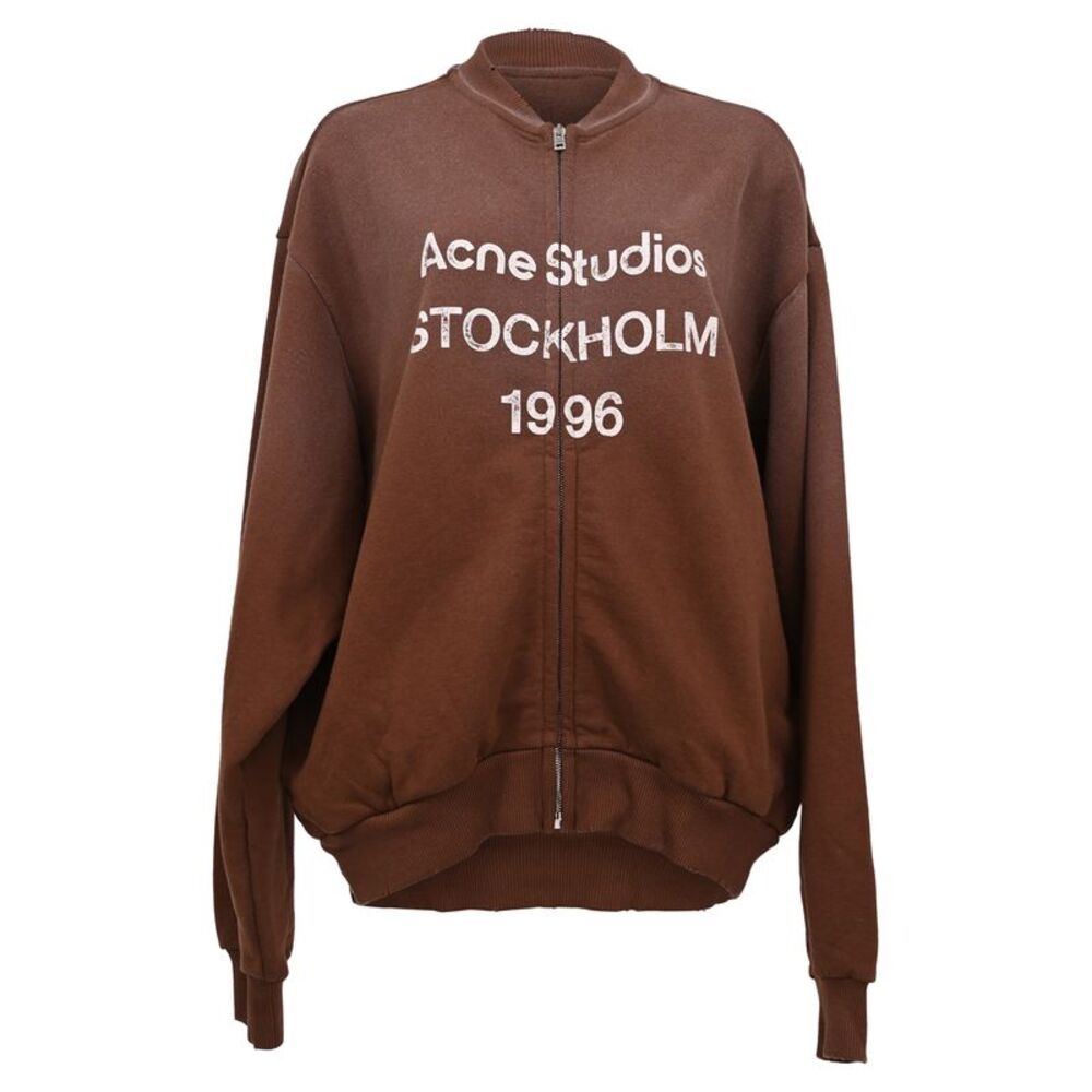 Acne Studios Graphic Print Bomber Jacket in Rust Orange Cotton